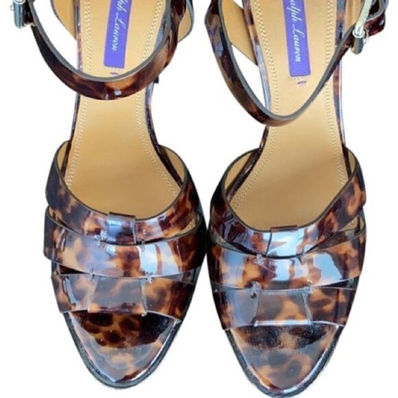 Ralph Lauren Collection Jenica Patent Leather Tortoise Shell Stiletto Sandal - Picture 2 of 16
